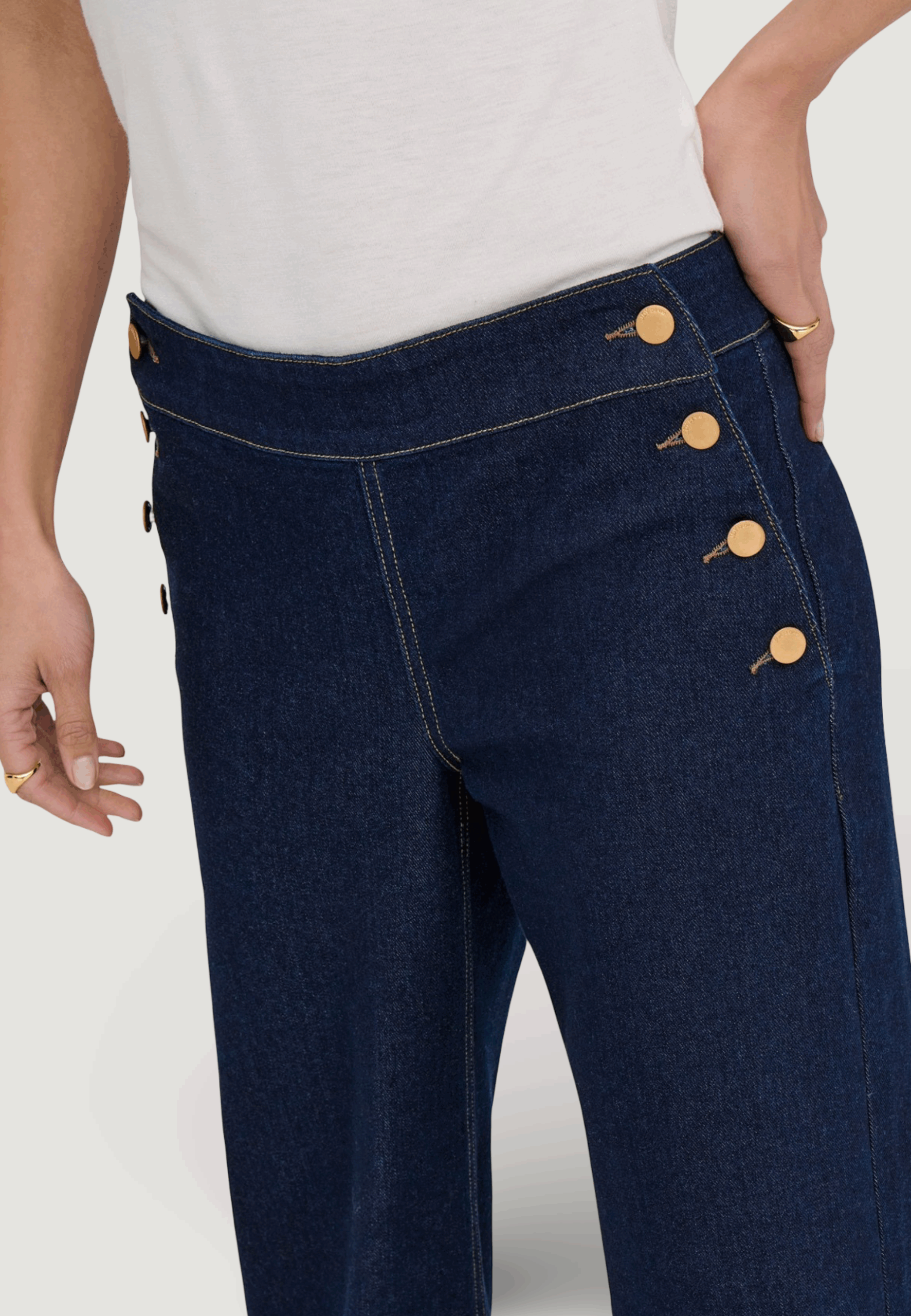 Jeans bootcut Jacqueline de Yong jdylizzie midwaist button wide jeans dnm Blue Denim Scuro - Foto 4