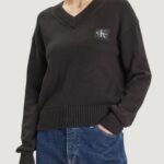 Maglione Calvin Klein Jeans ck embro badge v-nec Nero - Foto 1