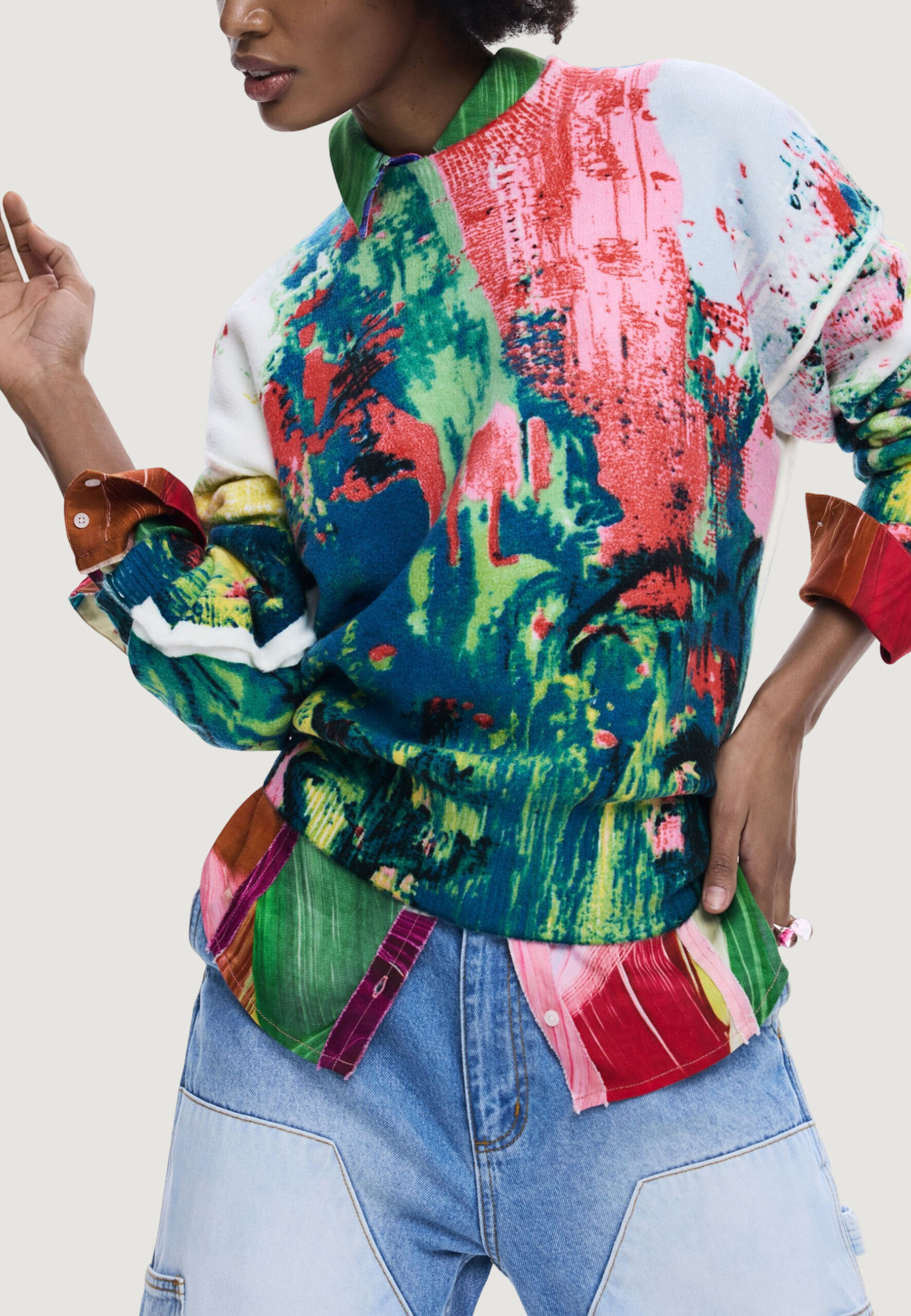 Maglione Desigual repris_jers_pintura Rosso - Foto 3