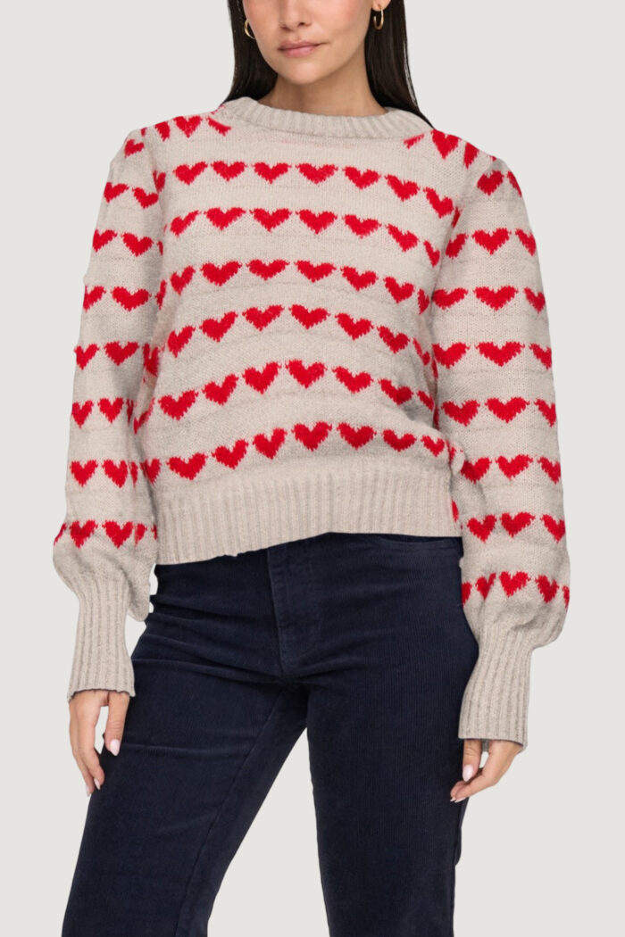 Maglione Jacqueline de Yong jdysigrid life l/s oneck puffdot pul knt Beige