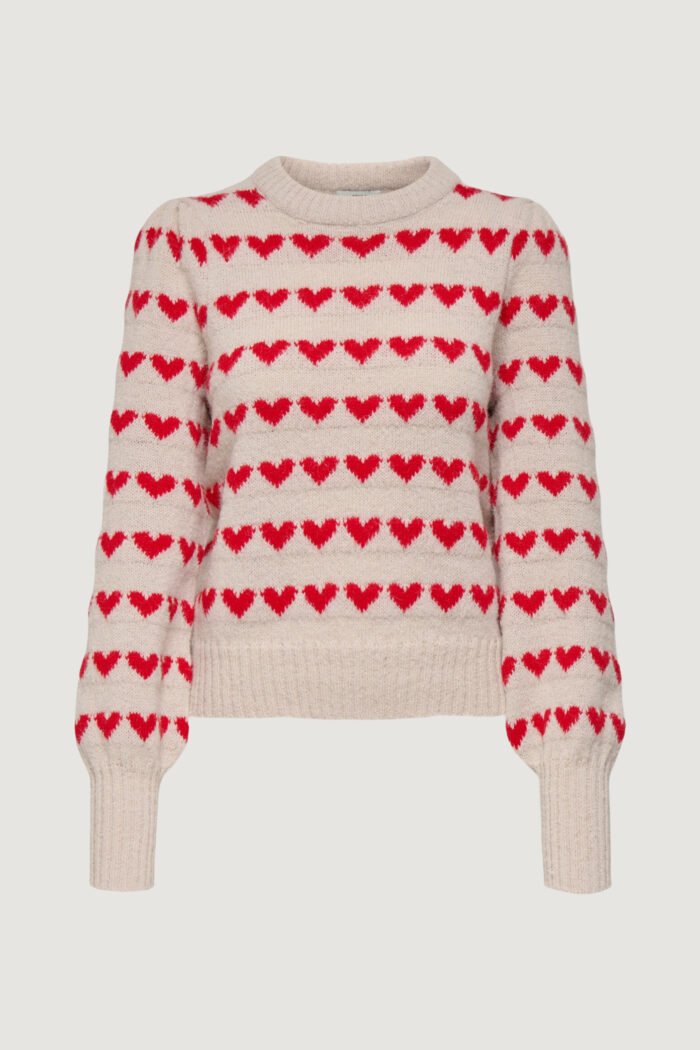 Maglione Jacqueline de Yong jdysigrid life l/s oneck puffdot pul knt Beige