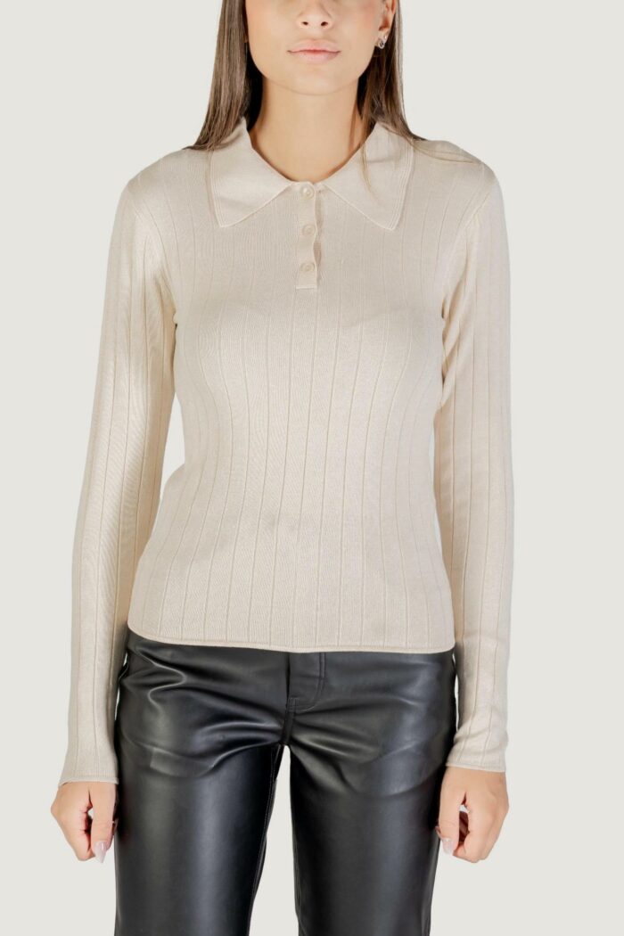 Maglione Jacqueline de Yong jdykate l/s polo pullover knt Beige chiaro