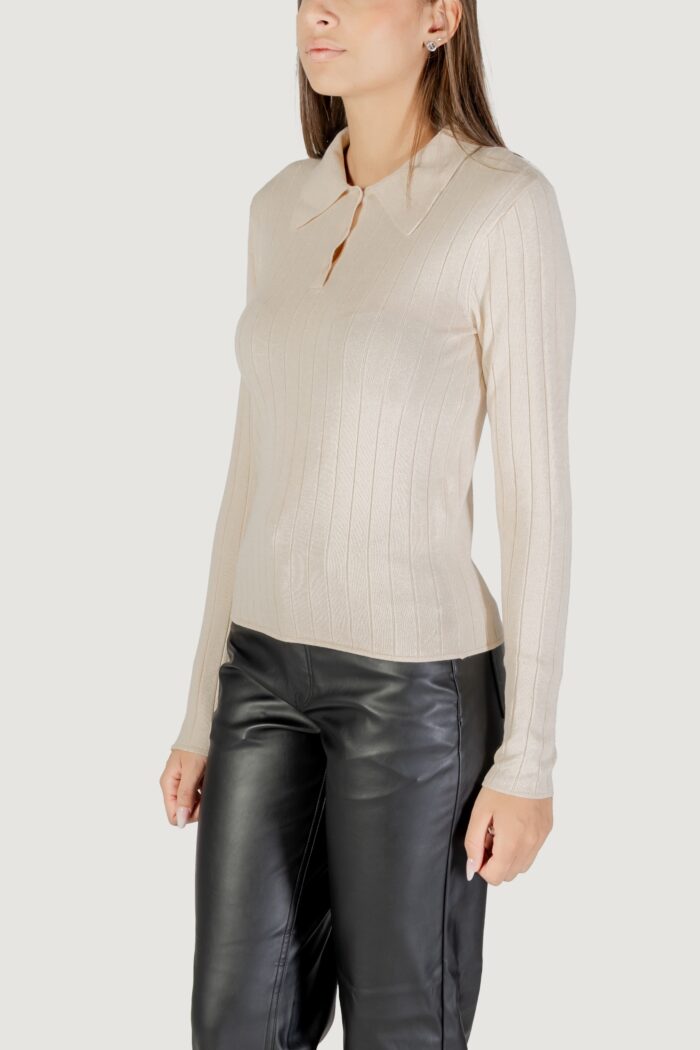 Maglione Jacqueline de Yong jdykate l/s polo pullover knt Beige chiaro