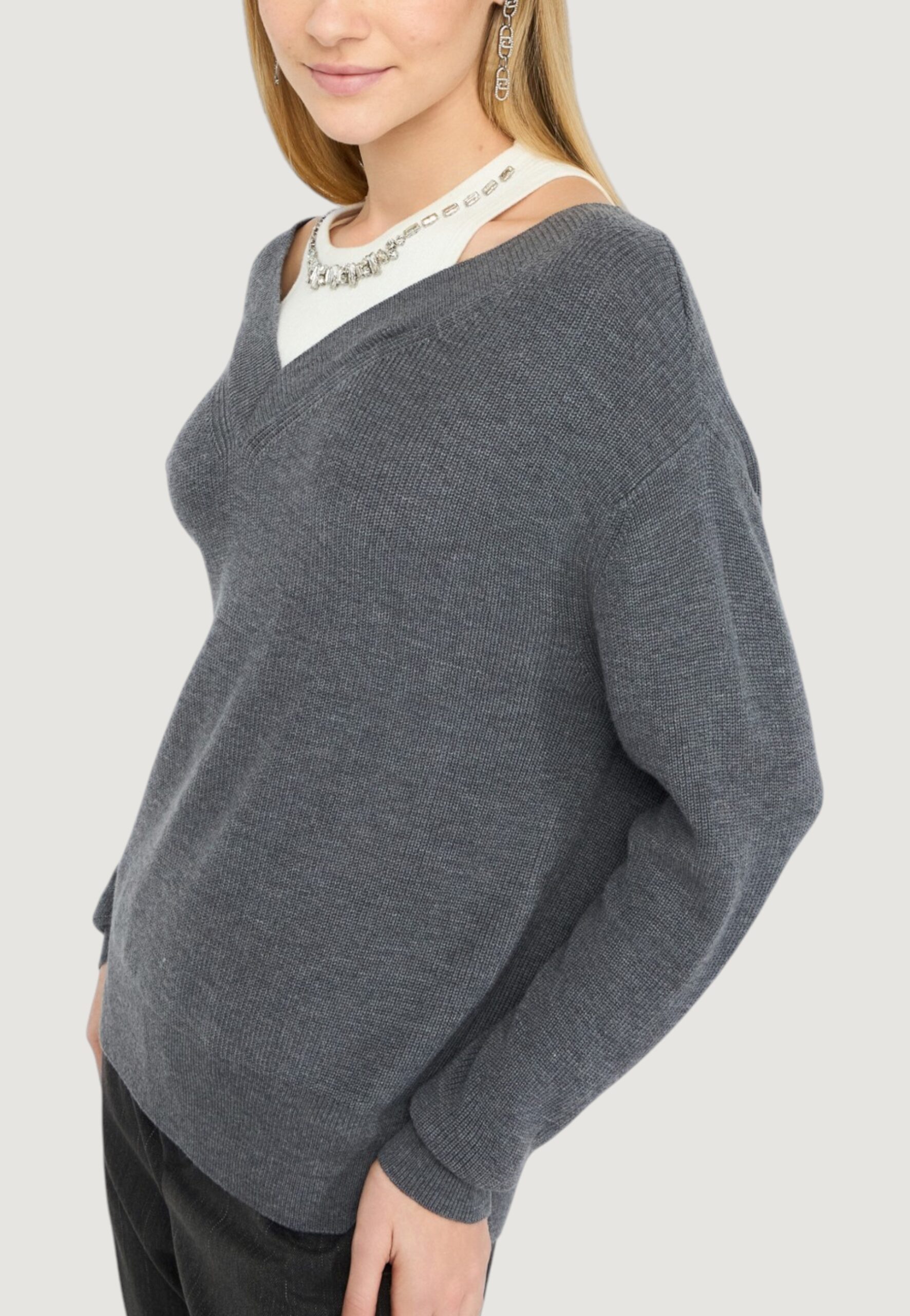 Maglione Liu-Jo Grigio - Bianco - Foto 3