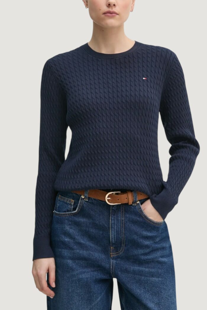 Maglione Tommy Hilfiger co cable fine gg c-n Blue scuro