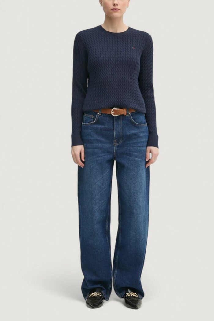 Maglione Tommy Hilfiger co cable fine gg c-n Blue scuro