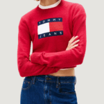 Maglione Tommy Hilfiger Jeans tjw sparkle flag swe Rosso - Foto 1