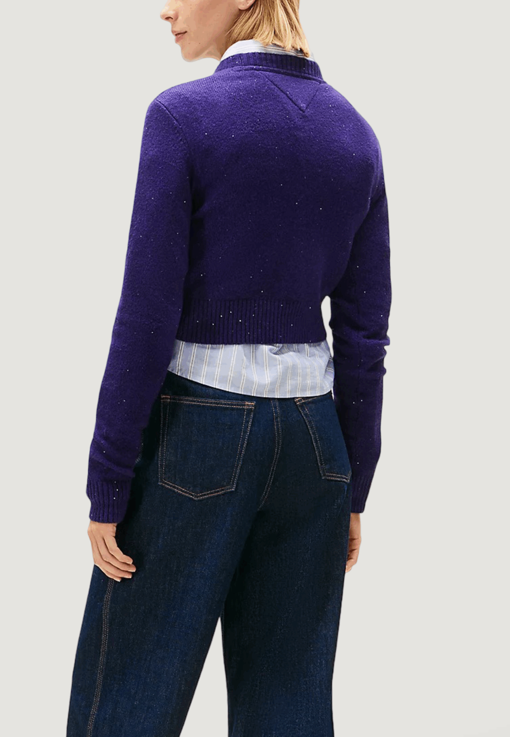 Maglione Tommy Hilfiger Jeans tjw sparkle flag swe Viola - Foto 4