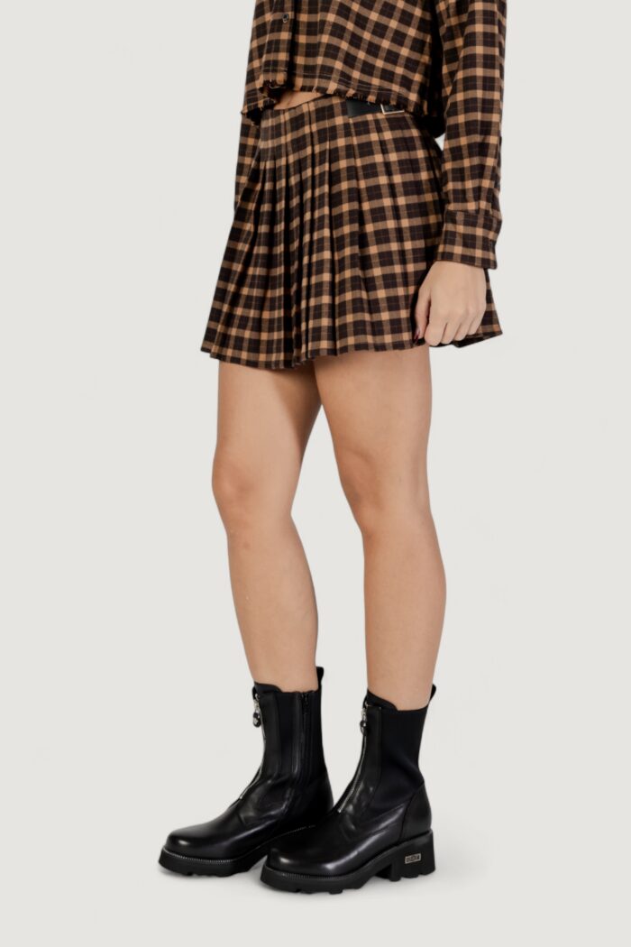 Minigonna Only onlcat life hw plisse check skirt pnt Marrone Scuro
