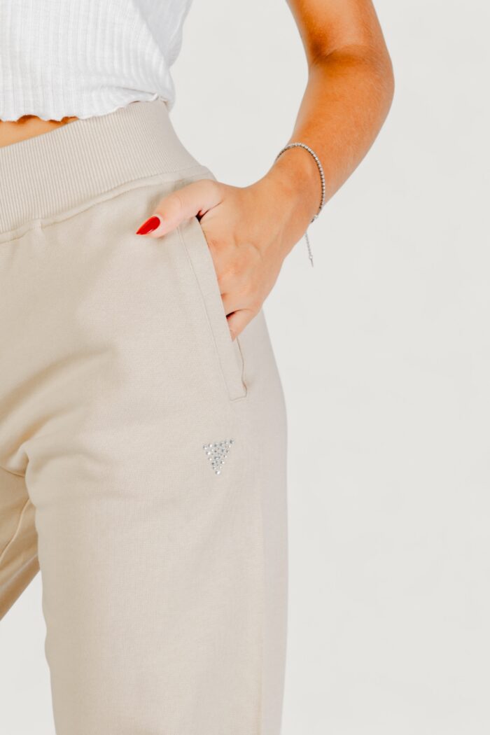 Pantaloni sportivi Guess Active primula rhinestones jogger Beige chiaro