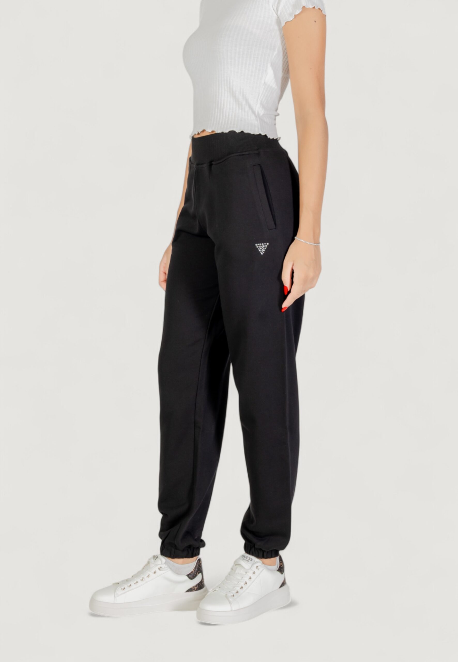 Pantaloni sportivi Guess Active primula rhinestones jogger Nero - Foto 3