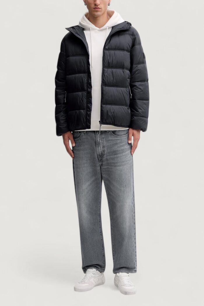 Piumino Tommy Hilfiger Jeans tjm hooded logo puff Nero