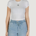 T-shirt Calvin Klein Jeans ck rib baby tee Bianco - Foto 1