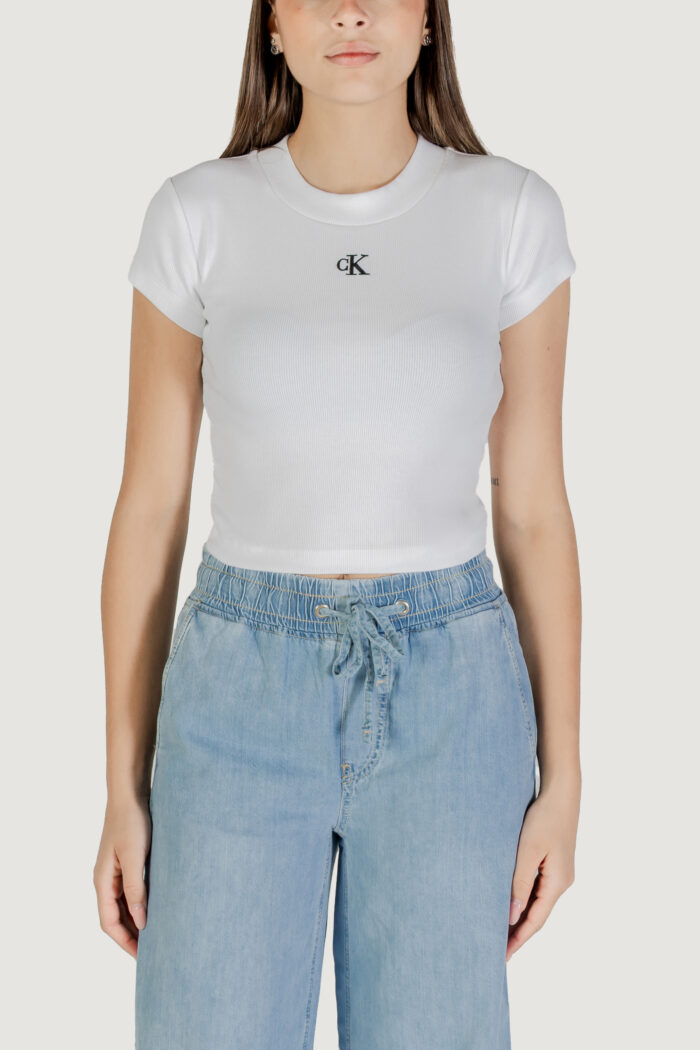 T-shirt Calvin Klein Jeans ck rib baby tee Bianco