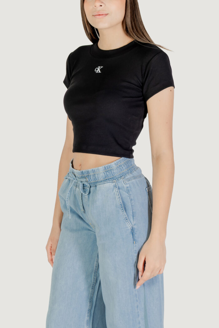 T-shirt Calvin Klein Jeans ck rib baby tee Nero
