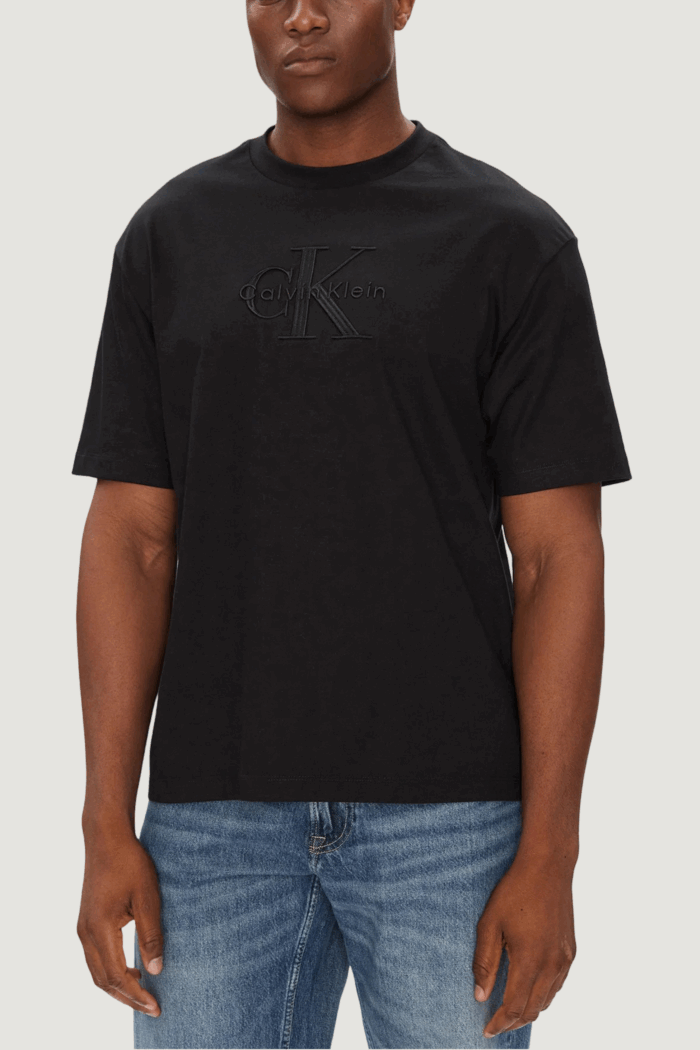 T-shirt Calvin Klein Jeans ss hero monologo emb Nero