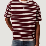 T-shirt Calvin Klein Jeans ss hvywt stripe jers Rosso - Foto 1