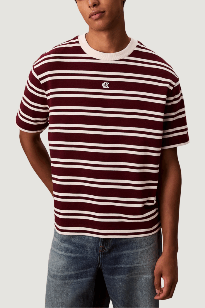 T-shirt Calvin Klein Jeans ss hvywt stripe jers Rosso