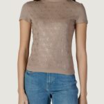 T-shirt Guess ss mock neck all over 4g tee Beige scuro - Foto 1