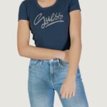 T-shirt Guess ss cn guess script tee Blue scuro - Foto 1