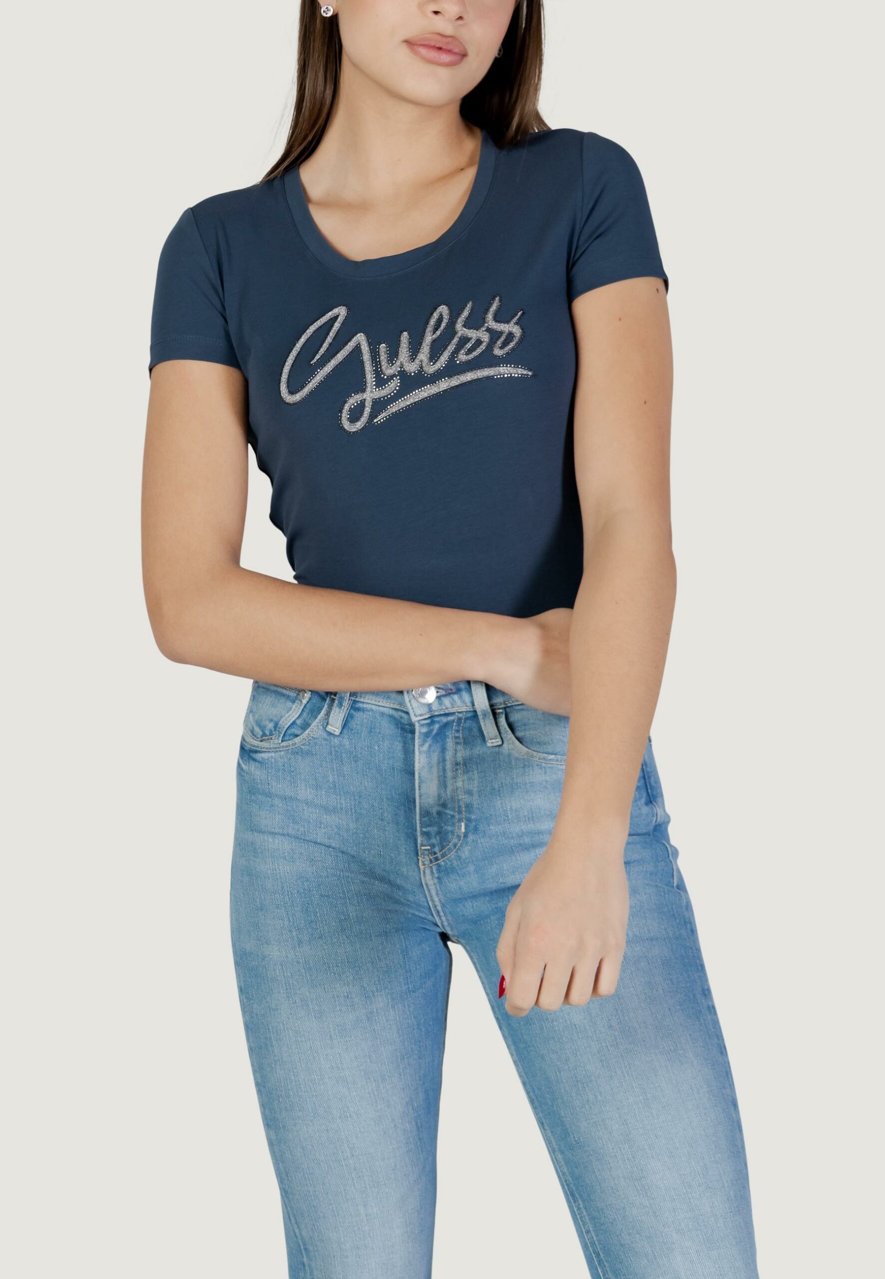 T-shirt Guess ss cn guess script tee Blue scuro - Foto 1