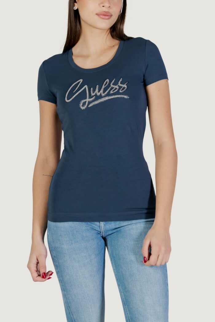 T-shirt Guess ss cn guess script tee Blue scuro