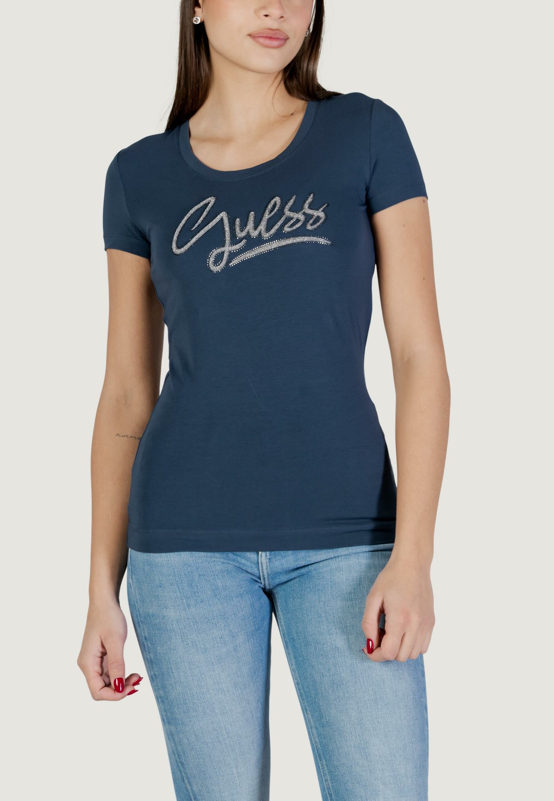T-shirt Guess ss cn guess script tee Blue scuro - Foto 2