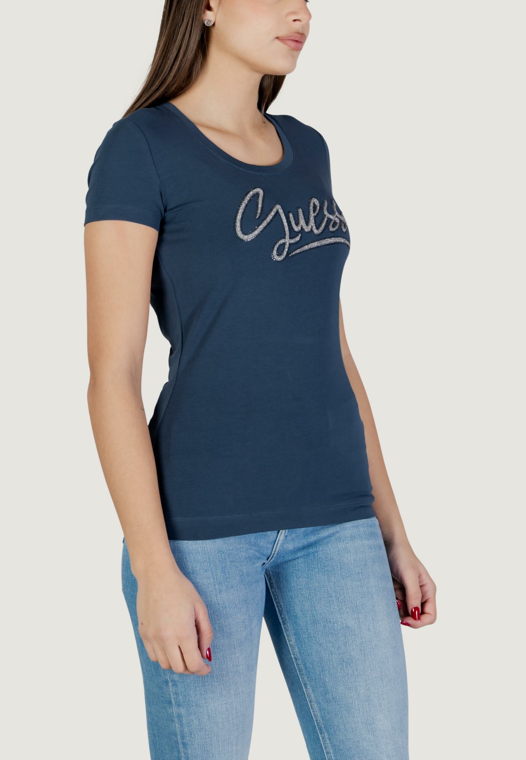 T-shirt Guess ss cn guess script tee Blue scuro - Foto 5
