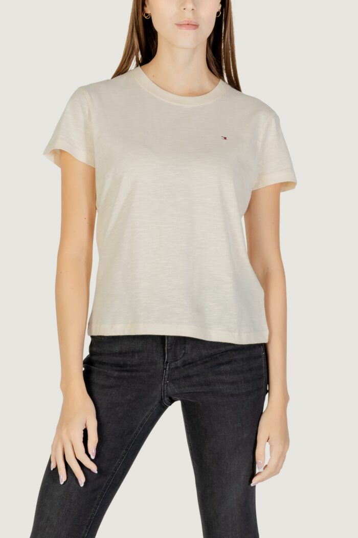 T-shirt Tommy Hilfiger Jeans slim slub c-nk ss Crema