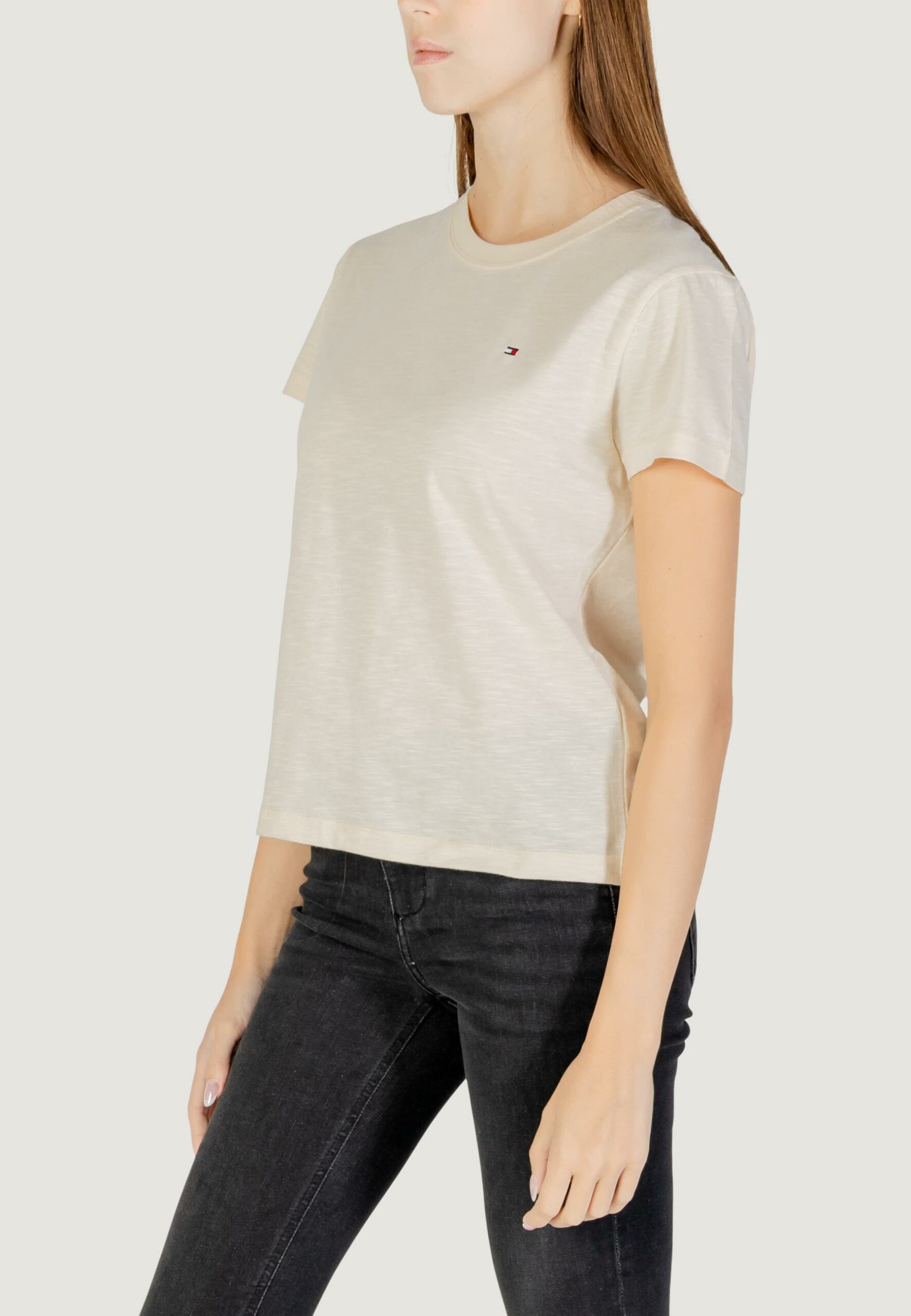 T-shirt Tommy Hilfiger Jeans slim slub c-nk ss Crema - Foto 4