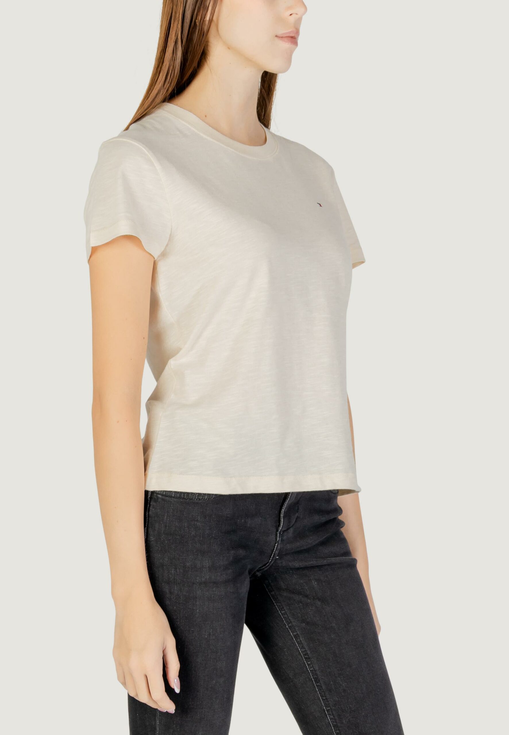 T-shirt Tommy Hilfiger Jeans slim slub c-nk ss Crema - Foto 5