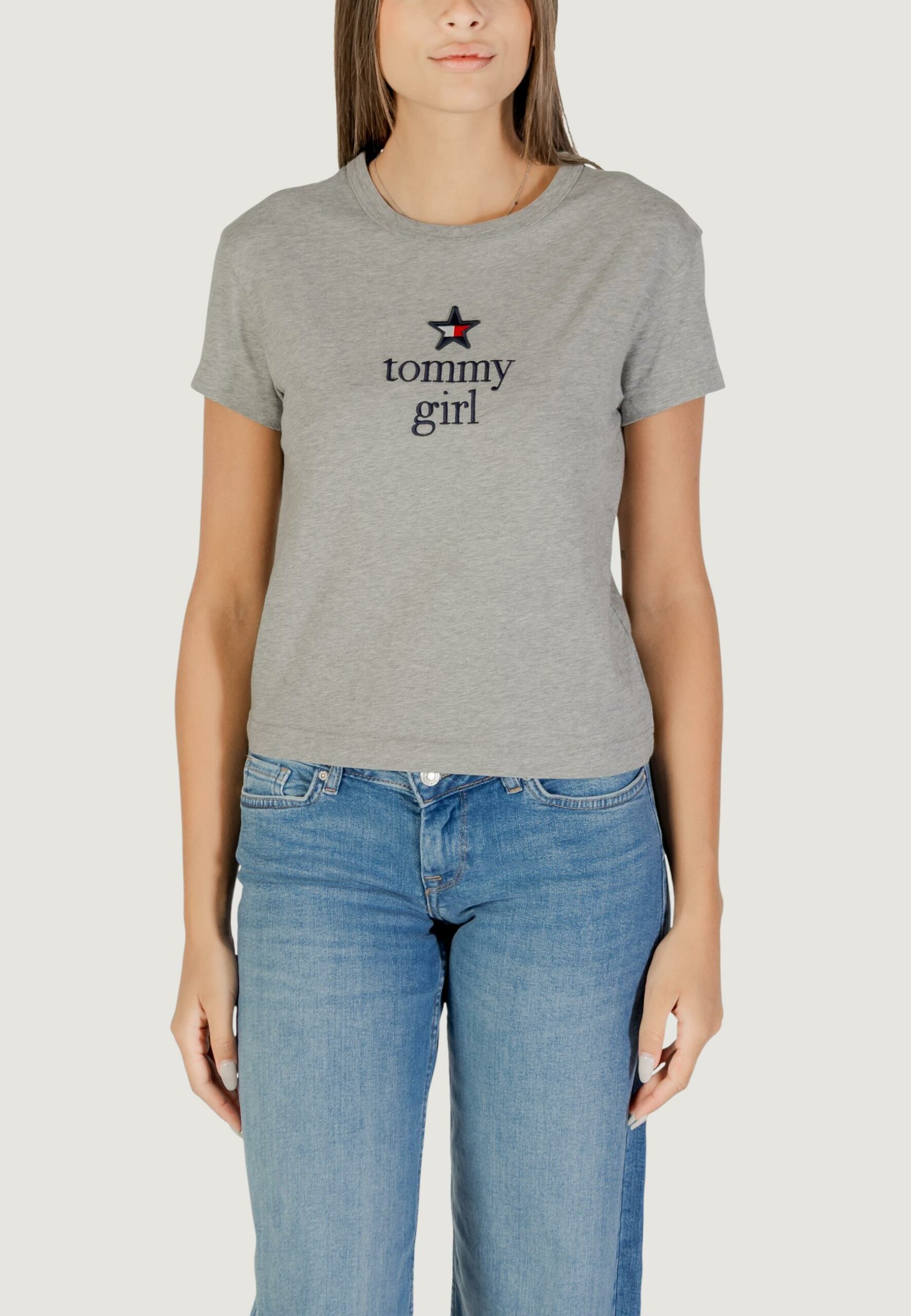 T-shirt Tommy Hilfiger Jeans tommy girl graphic t Grigio Chiaro - Foto 2
