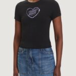 T-shirt Tommy Hilfiger Jeans tjw slim sh heart te Nero - Foto 1