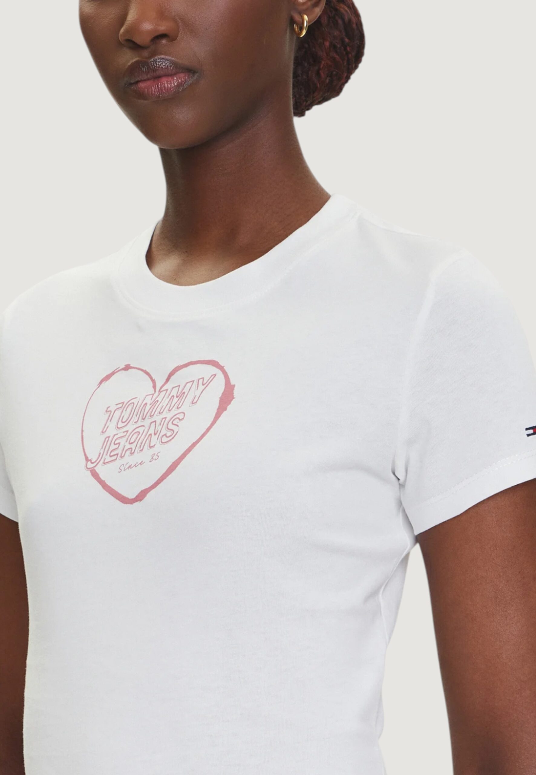 T-shirt Tommy Hilfiger Jeans tjw slim sh heart te Panna - Foto 3