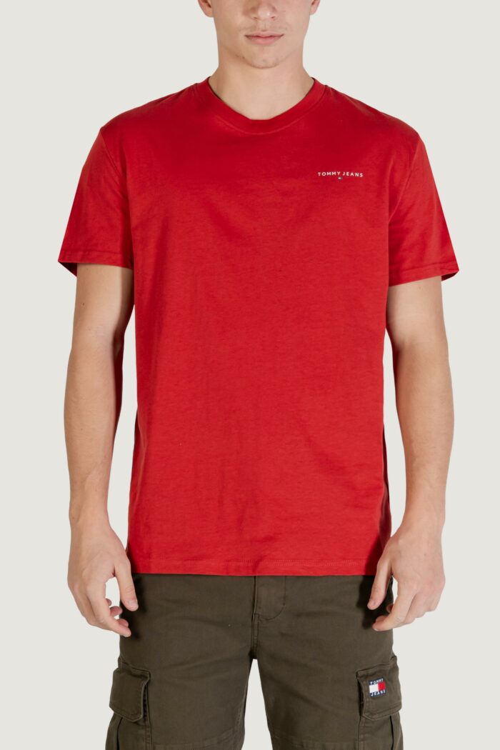 T-shirt Tommy Hilfiger Jeans tjm slim linear ches Rosso – Bianco