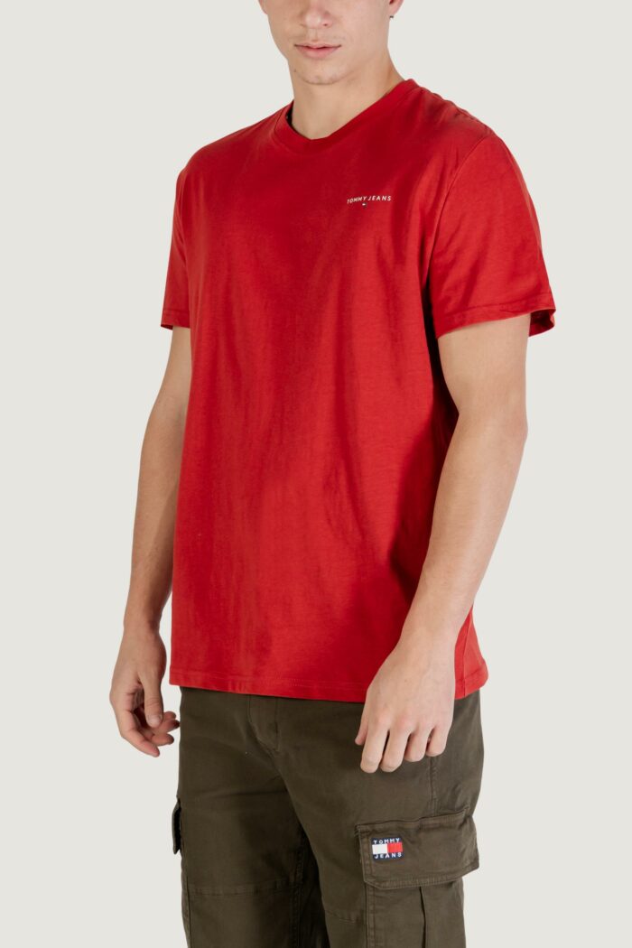 T-shirt Tommy Hilfiger Jeans tjm slim linear ches Rosso – Bianco