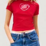 T-shirt Tommy Hilfiger Jeans tjw slim sh heart te Rosso - Foto 1