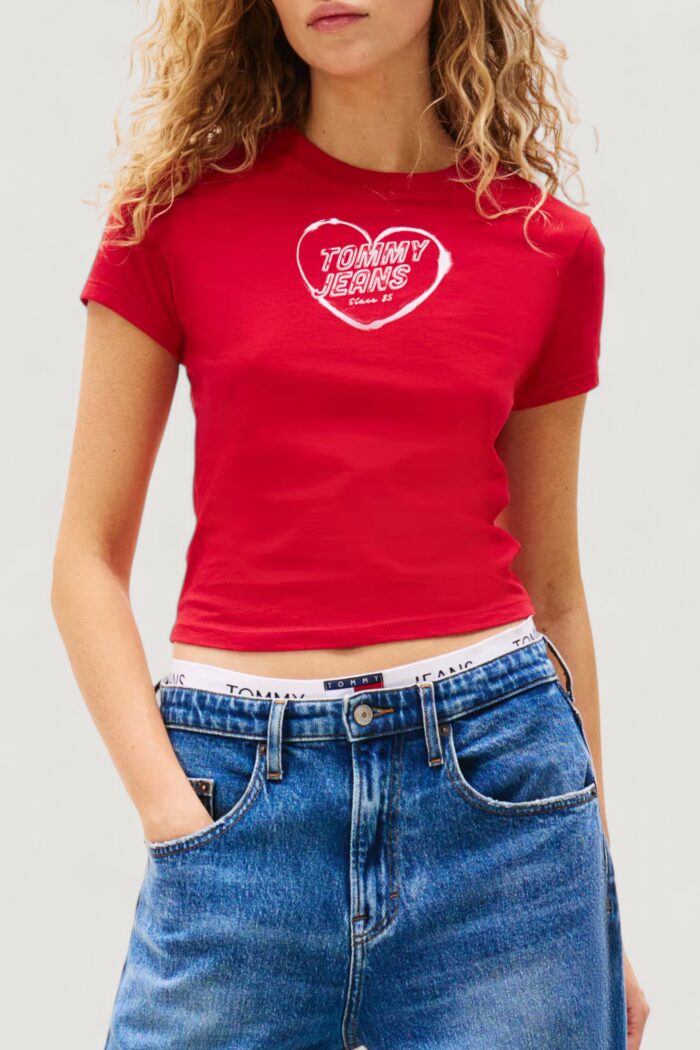 T-shirt Tommy Hilfiger Jeans tjw slim sh heart te Rosso