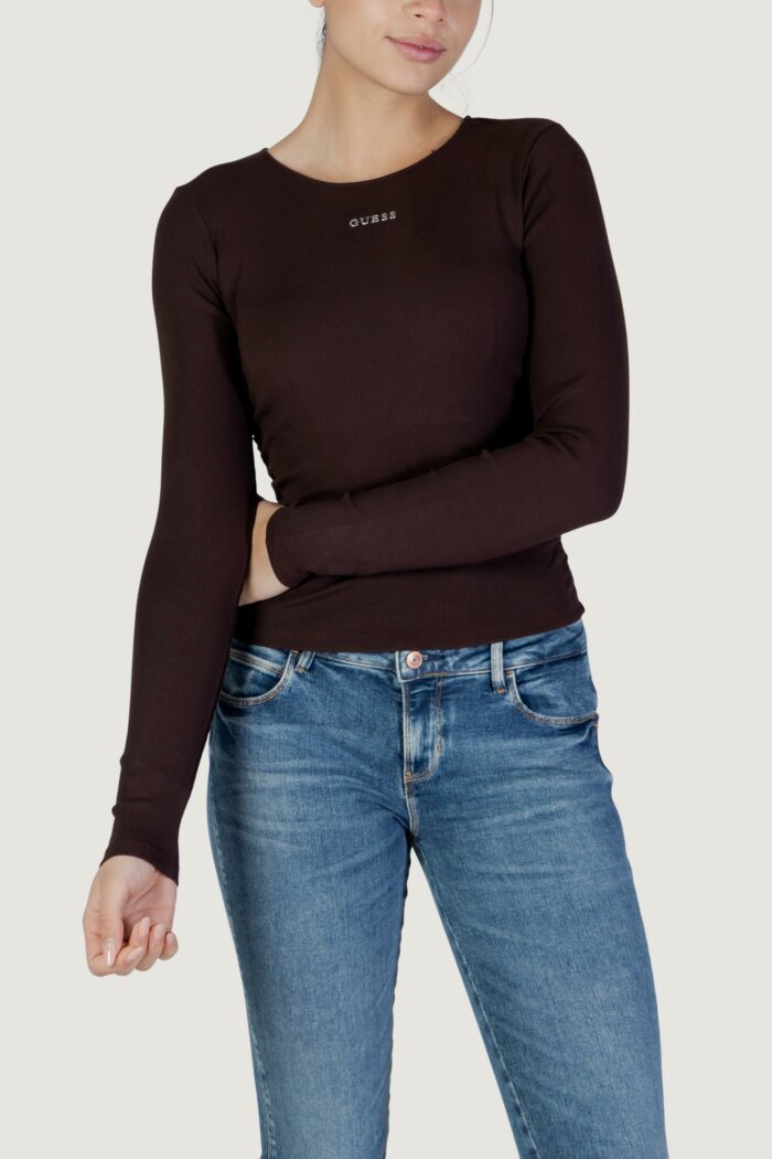 T-shirt manica lunga Guess Active nat rib ls top Marrone Scuro