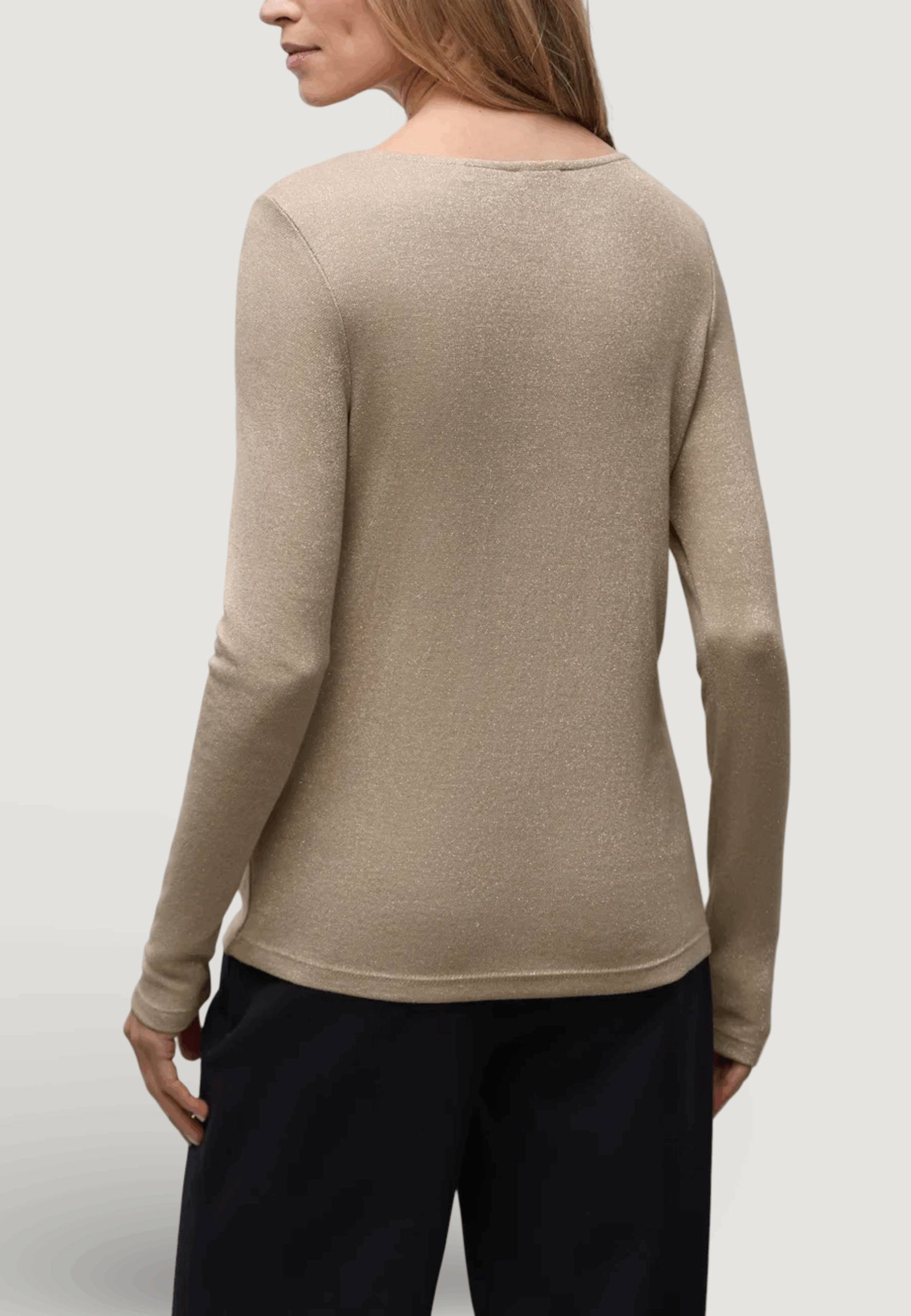 T-shirt manica lunga Street One basic lurex shirt Beige - Foto 2