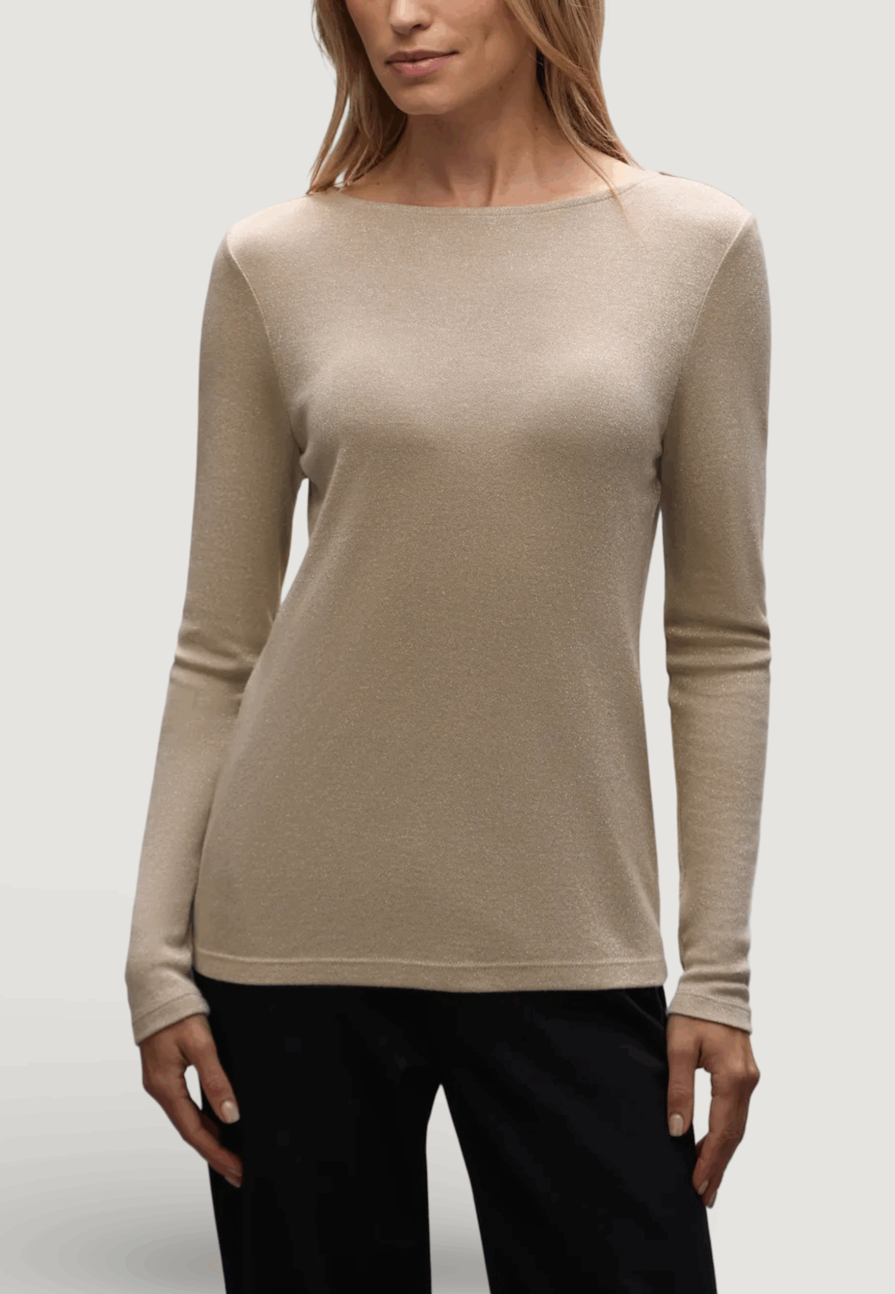 T-shirt manica lunga Street One basic lurex shirt Beige - Foto 1