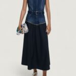 Vestito lungo Desigual vest_poplin Denim - Foto 1