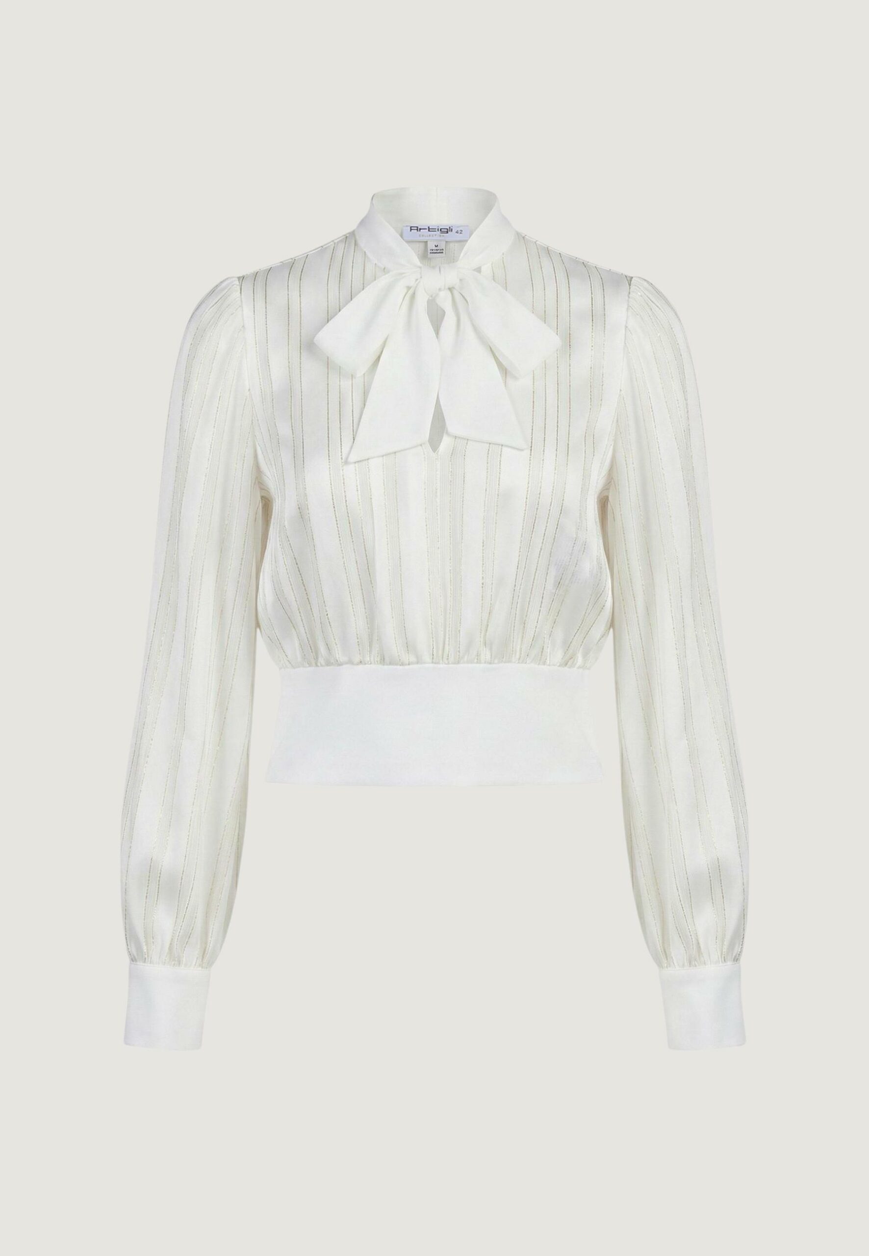 Bluse manica lunga Artigli righe con trasparenze Panna - Foto 5