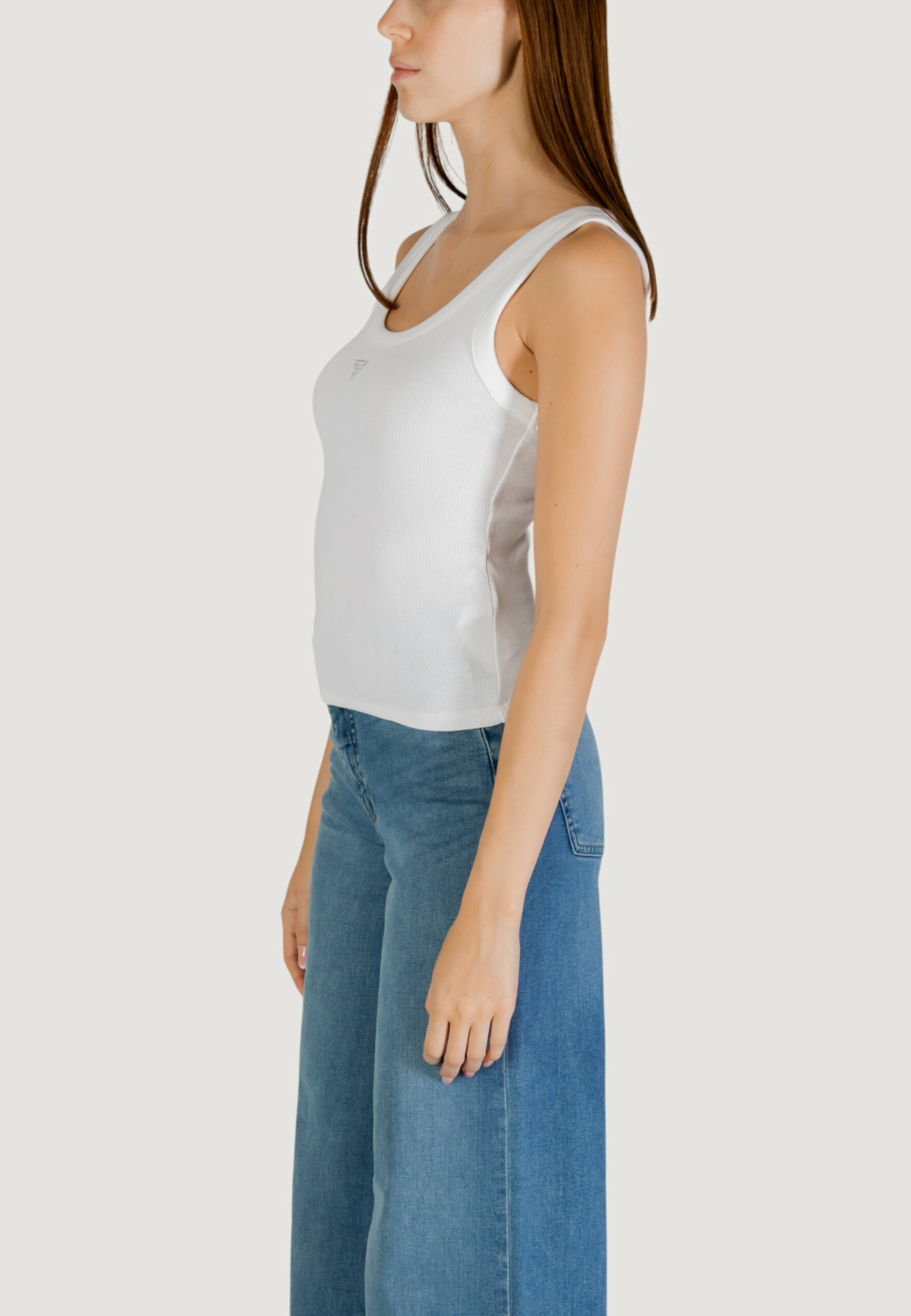 Canotta Guess sl triangle bling rib tank Bianco - Foto 3