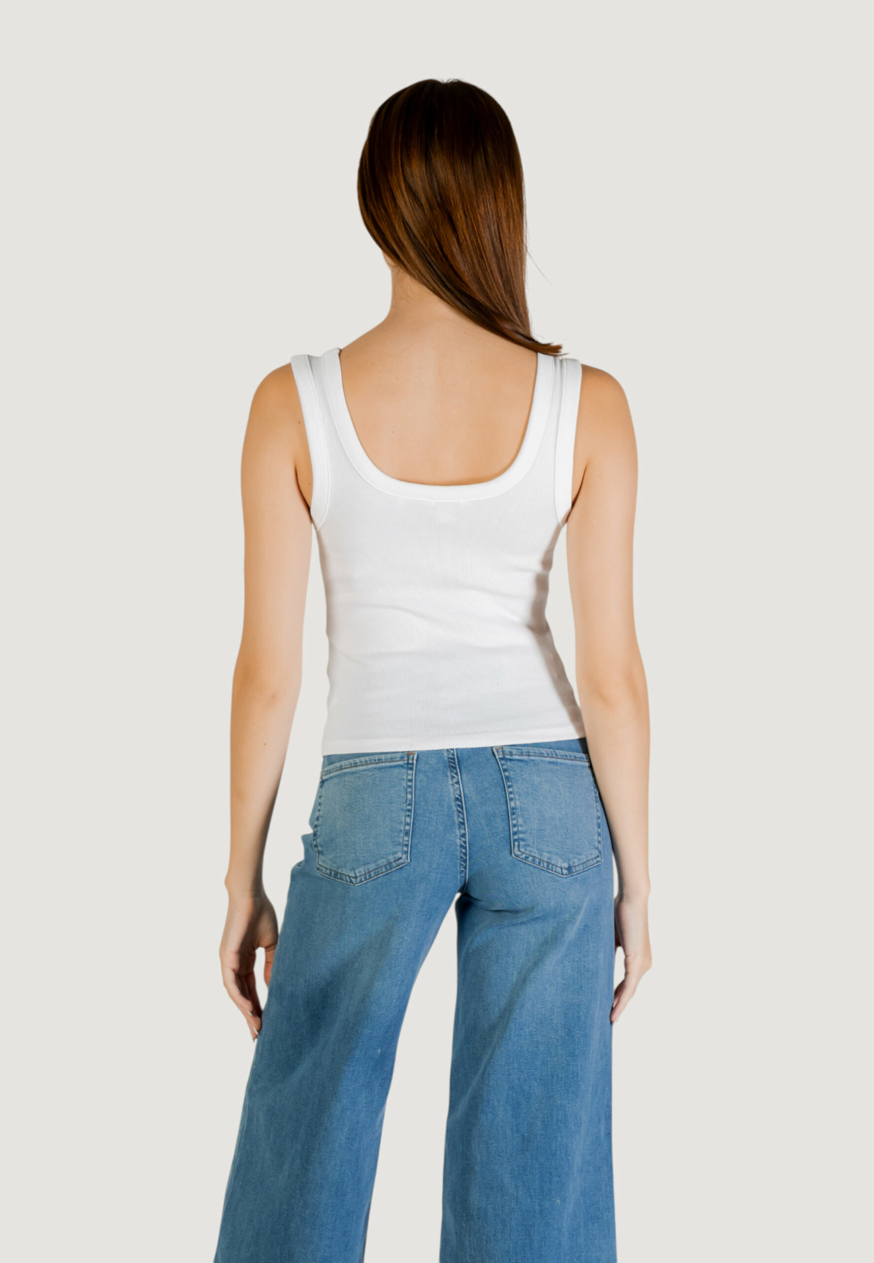 Canotta Guess sl triangle bling rib tank Bianco - Foto 5