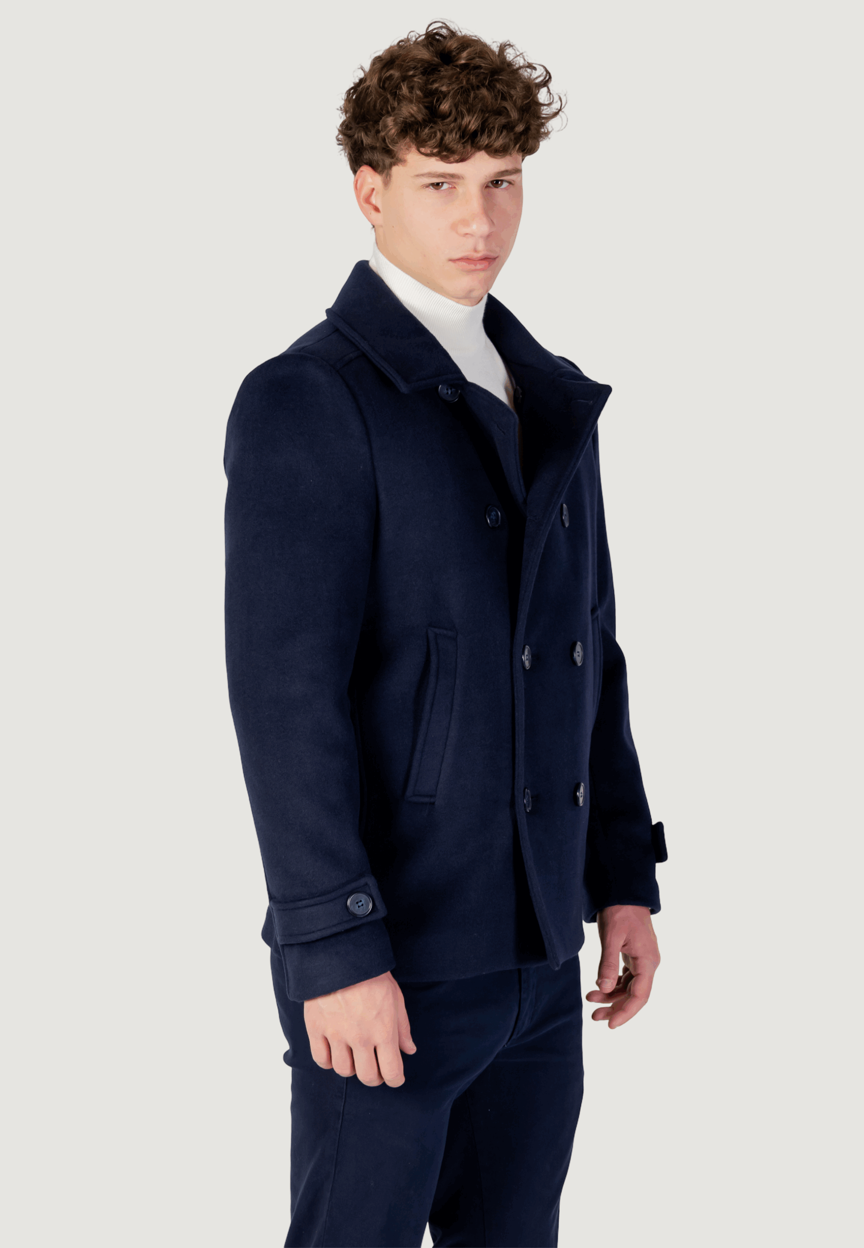 Cappotto YOS peacot panno Blue scuro - Foto 3