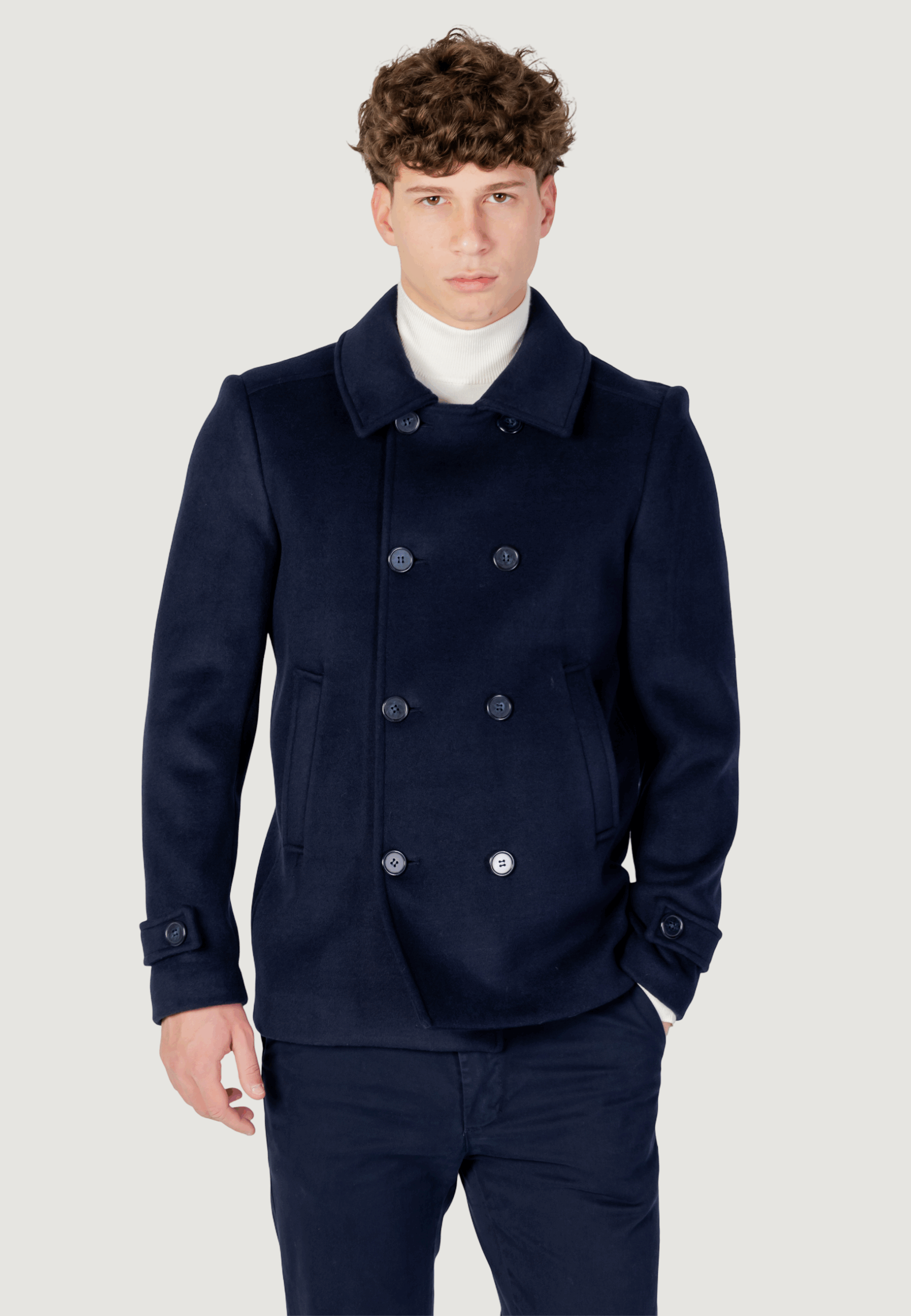 Cappotto YOS peacot panno Blue scuro - Foto 5