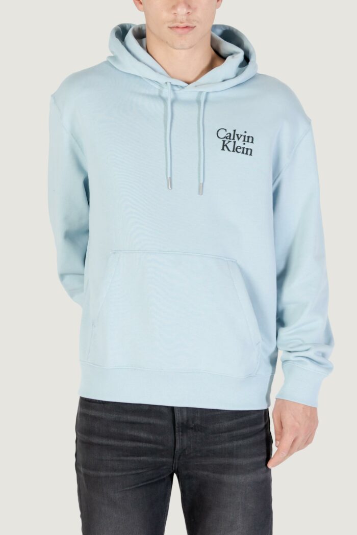 Felpa con cappuccio Calvin Klein Jeans ls eu 350terry calvi Celeste