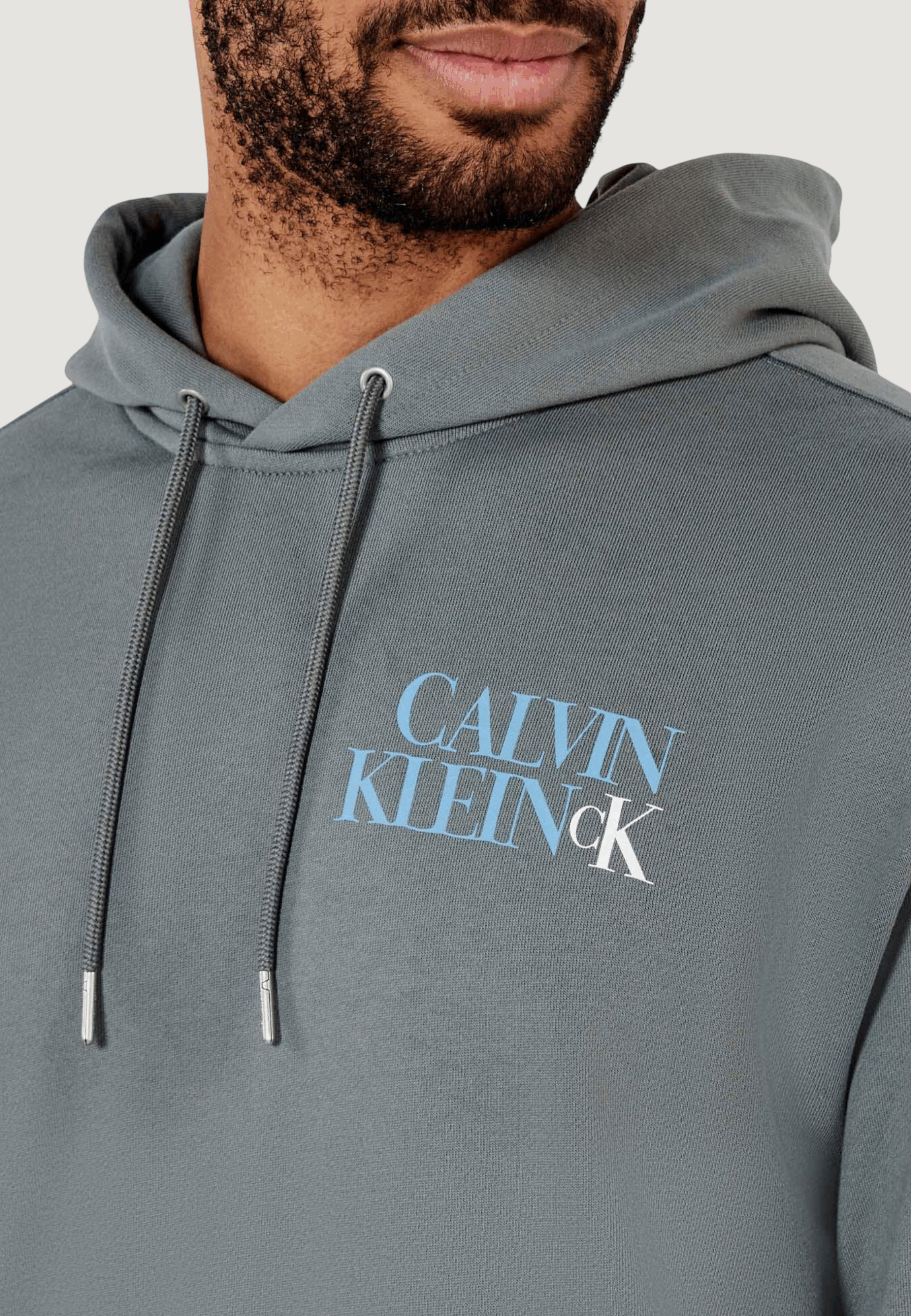 Felpa con cappuccio Calvin Klein Jeans ls eu 350terry calvi Grigio - Foto 3