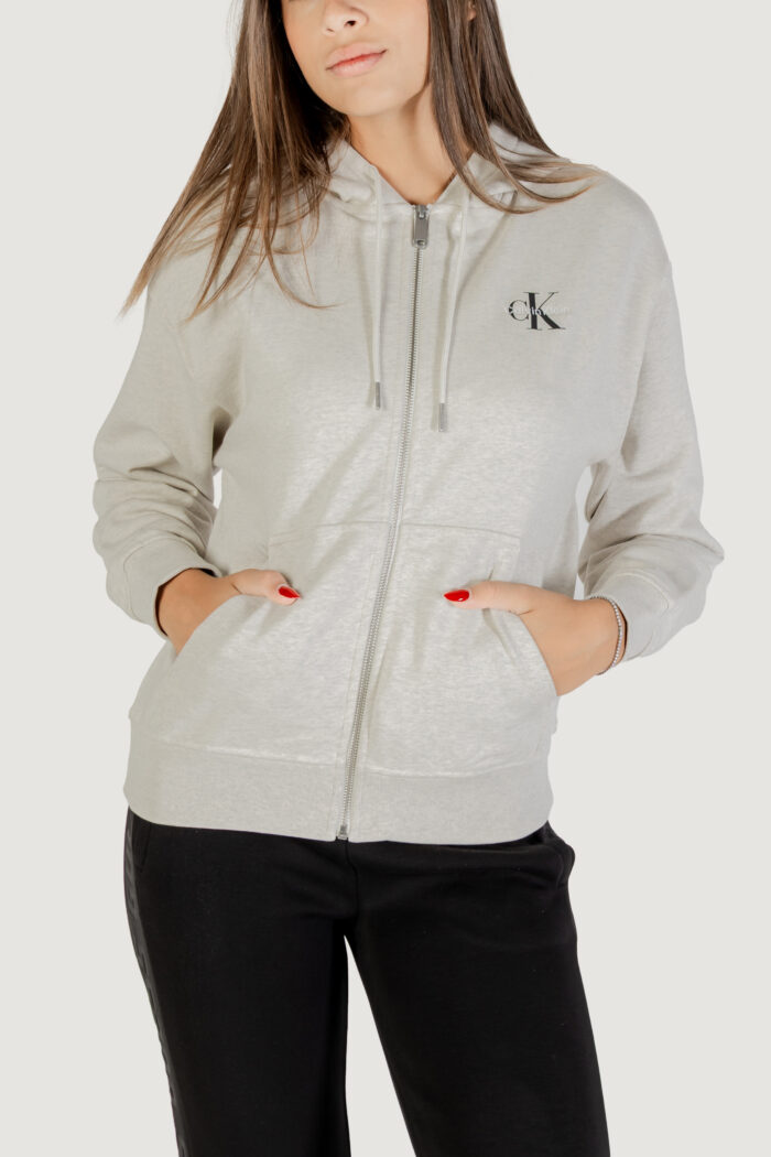 Felpa con cappuccio Calvin Klein Jeans monologo french terr Grigio Chiaro